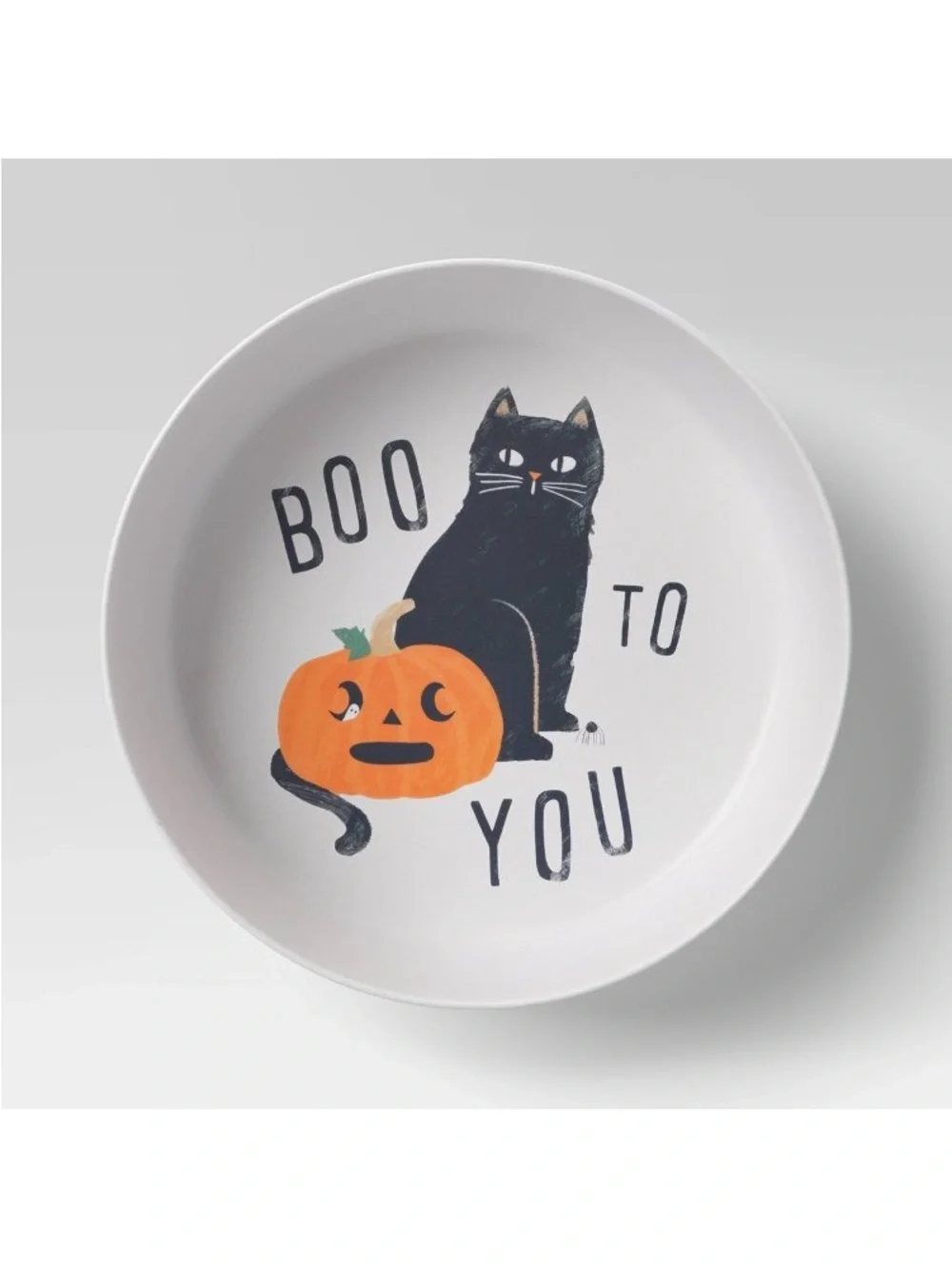 Halloween Cat & Pumpkin Serving Bowl - White and Orange Halloween Candy Bowl